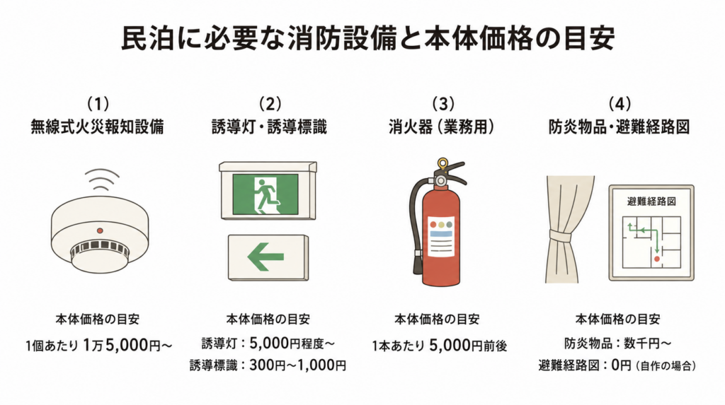 民泊に必要な消防設備と設置費用の内訳について