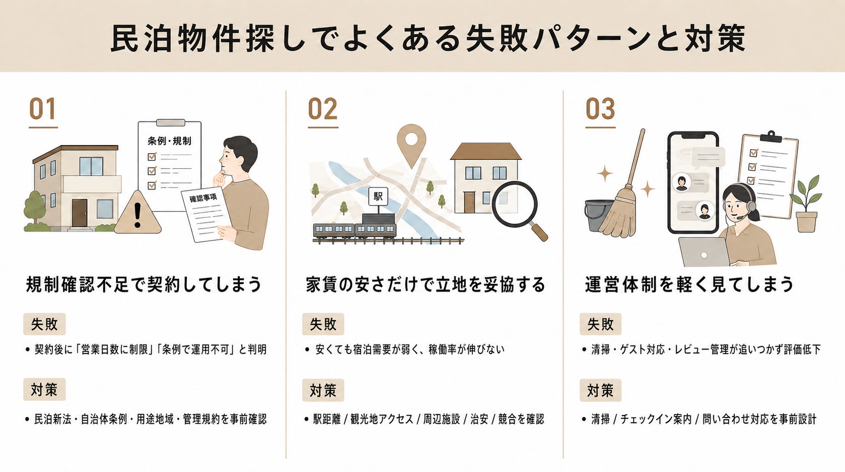 民泊物件探しでよくある失敗パターンと対策