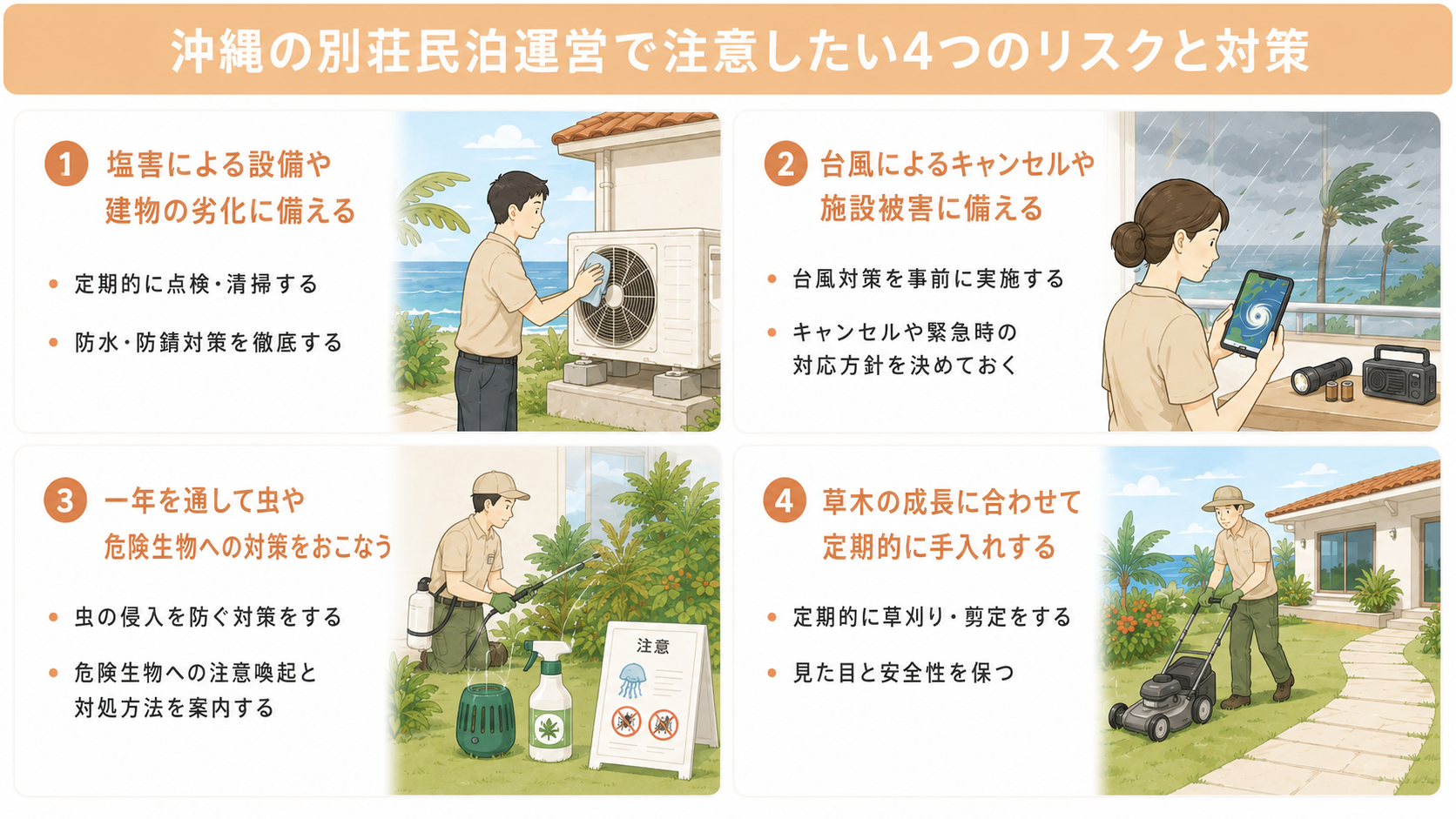 沖縄の別荘民泊運営で注意したい4つのリスクと対策